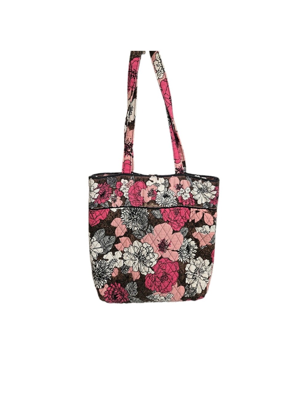 Vera Bradley quilted cotton tote purse in retired Mocha Rouge floral pattern